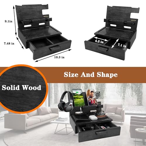 Gifts for Him Husband Boyfriend Son Men Nightstand Organizer Wood Phone Docking Station
