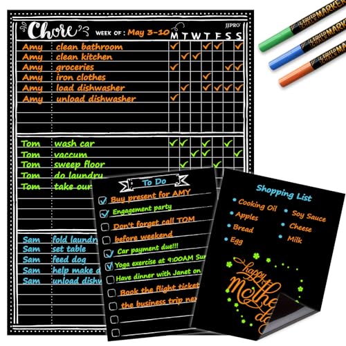 Magnetic Chalkboard with Neon Bright Liquid Chalk Markers for Refrigerator