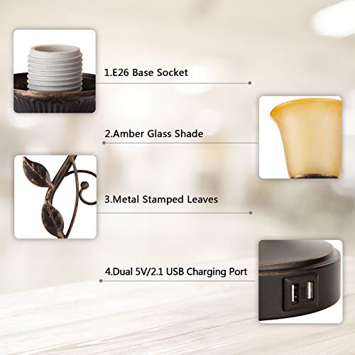 Touch Control Table Lamp with 2 USB Charging Ports