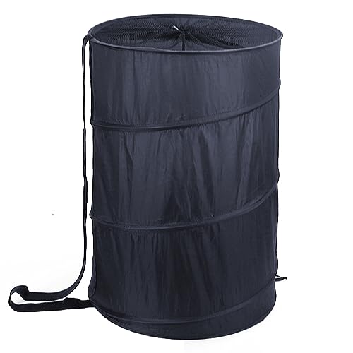 Deluxe Extra Large Strong Pop up Laundry Hamper Basket with Side Long Straps Drawstring Barrel Foldable Hamper for Laundry Room