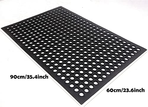 Outdoor Rubber Floor Mat Anti Slip Commercial Resturant Kitchen Mat Rubber Drainage Mat 60 x 35 Inch Heavy Duty Mat for Garage Garden Indoor Outside Industral Pool Entrance Bar Wet Area Use