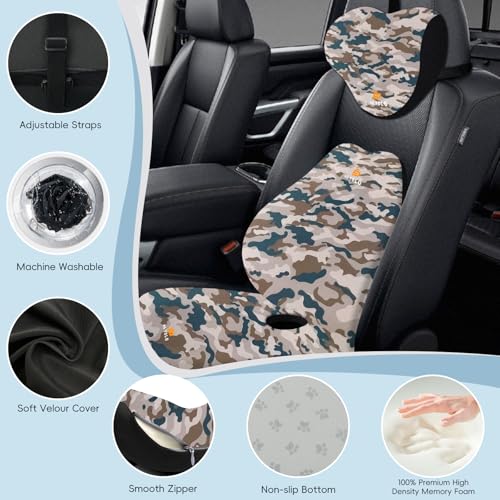 Ergonomic Car Seat Cushion with Comfort Memory Foam Neck Pillow