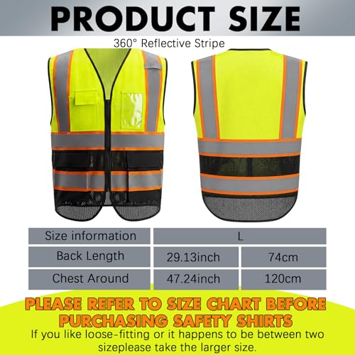 4 Pcs Safety Vest for Men Women Reflective Hi Vis Shirt