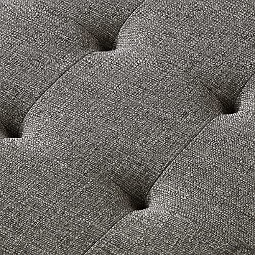 Large Rectangular Upholstered Tufted Linen Ottoman Bench