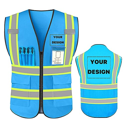 High Reflective Visibility Safety Vest Custom Your Logo Safety Workwear with Reflective Strips and Pockets