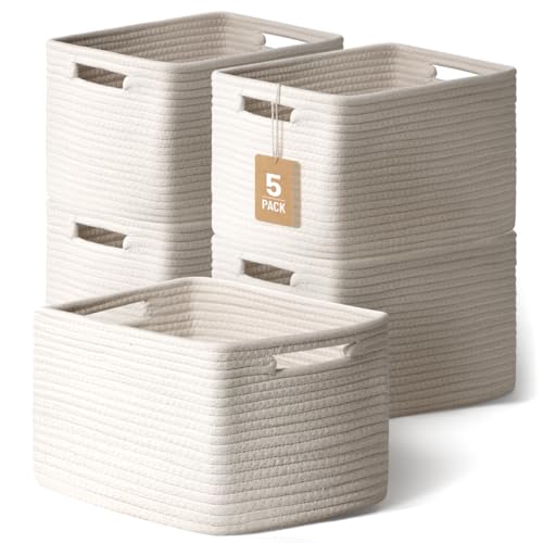 5 Pack Woven Storage Baskets