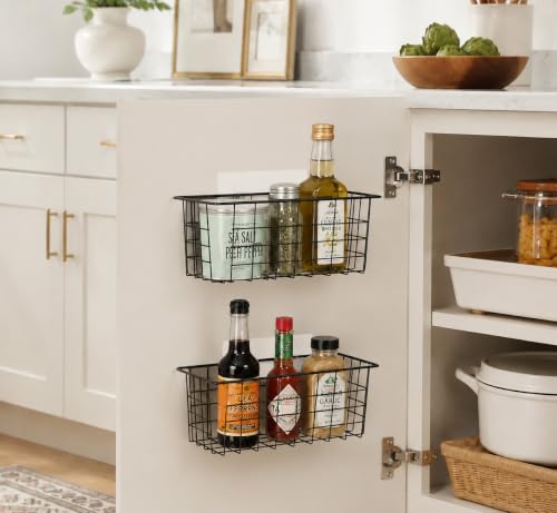 Hanging Kitchen Baskets Wire Storage Basket Over the Cabinet Door Organizer