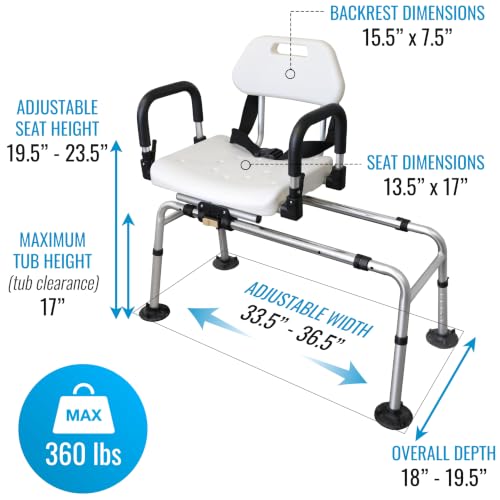 Tub Transfer Bench and Shower Chair with Non Slip Aluminum Body