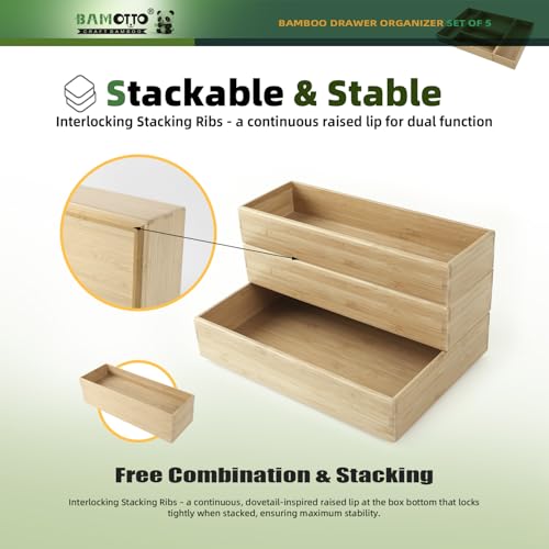 Bamboo Drawer Organizer for Kitchen Utensils