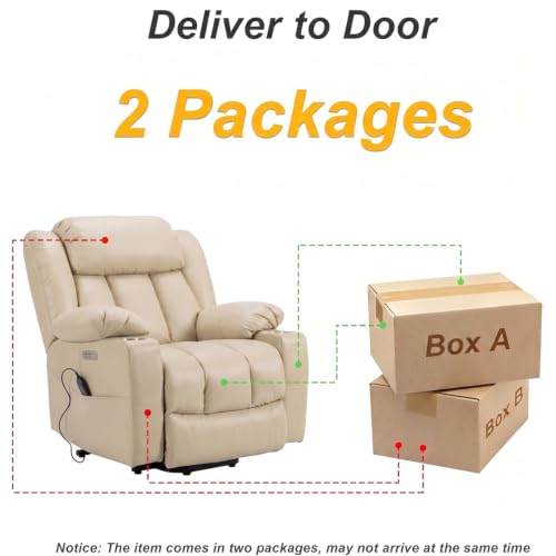Power Lift Recliner Leather Chair Sofa with Massage & Heat