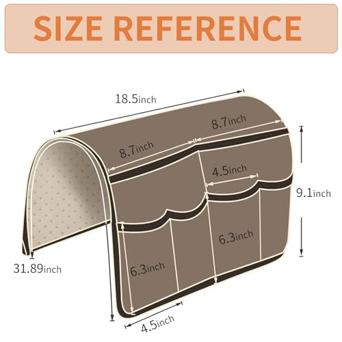 Anti Slip Sofa Armrest Organizer Arm Chair Bedside Caddy Storage Organizer For Recliner Couch With 6 Pockets For Cell Phone Tv Remote Control