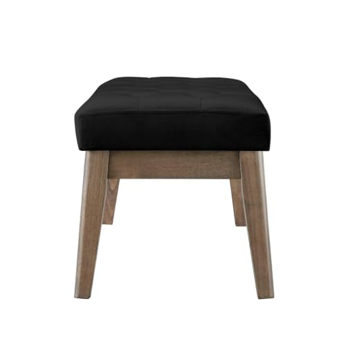Velvet Upholstered Buttons Tufted Entryway Bench with Solid Wood Leg