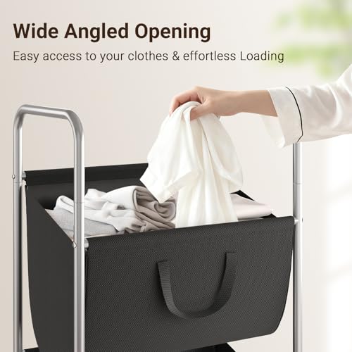 3 Tier Vertical Rolling Laundry Hamper with Wheels & Removable Bags