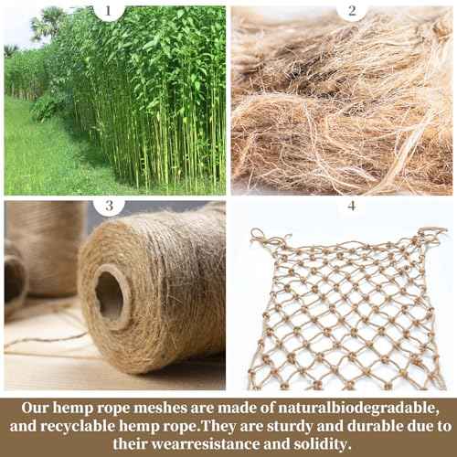 Jute Rope Net Heavy Duty Natural Hemp Rope Net Climbing Safety Rope Netting