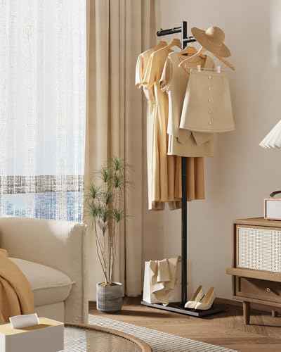 Freestanding Metal Coat Racks with Natural Rock Base