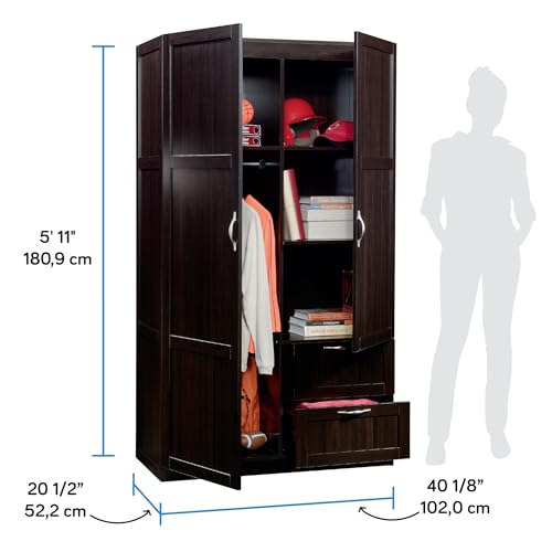 Select Multipurpose Bedroom Armoire Wardrobe Closet Pantry Storage Cabinet with Storage Drawers and Hanging Rail