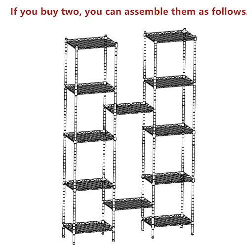 6 Wire Shelving Steel Storage Rack Adjustable Unit Shelves for Laundry Bathroom Kitchen Pantry Closet
