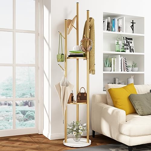 Gold Coat Racks with Shelves