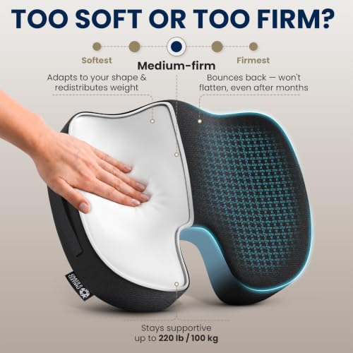 Seat Cushion Memory Foam Chair Cushion for Tailbone Pain Relief