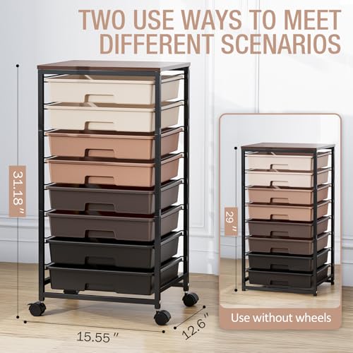 Rolling Storage Cart with 8 Drawers