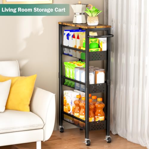 Utility Slim Storage Cart with Wheels