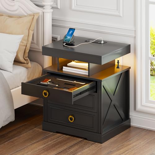 Nightstand with Lockable Gun Drawer