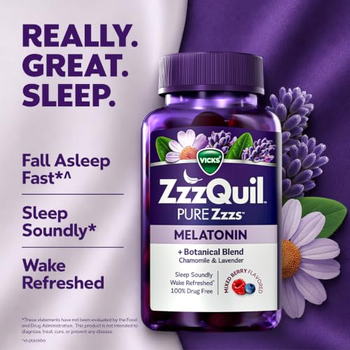 Pure Zzzs Melatonin Natural Flavor Supplement Gummies with Chamomile