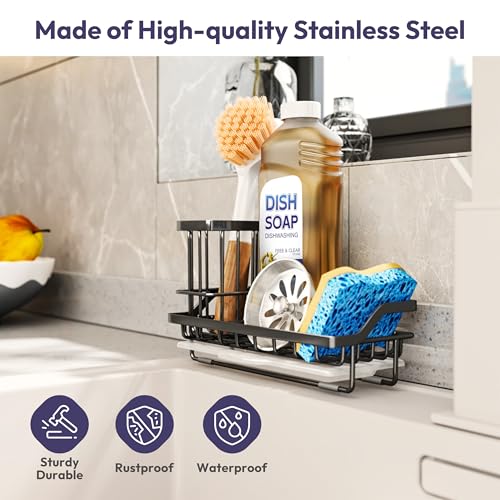 Sink Caddy Kitchen Sink Organizer with Detachable Brush Holder