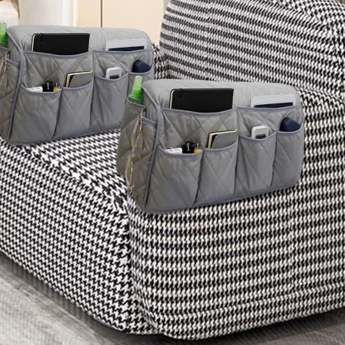 Armchair Caddy Remote Control Holder for Couch Recliner Armrest Organizer Non Slip Couch Arm Covers for Sofa with 14 Pockets Storage for Magazine