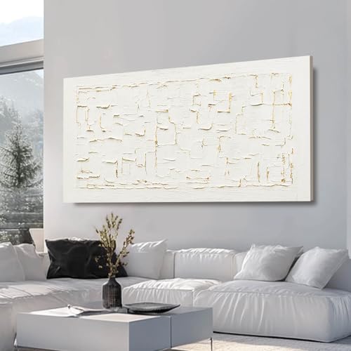 Abstract Bedroom Picture Gold Large Framed Canvas Wall Art Living Room Art Wall Decor Flower Paintings White Textured Pictures