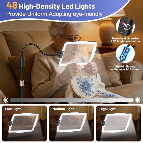 Hands Free Floor Magnifying Glass with 48 LED Light