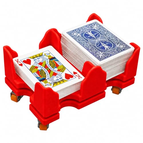 Card Holder 9 Deck Plastic Revolving Card Game Holder Playing Cards Tray Rotating 360° Organizes Multiple Decks for Canasta