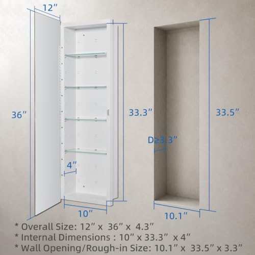 Bathroom Medicine Cabinet with Beveled Edge Mirrored Door