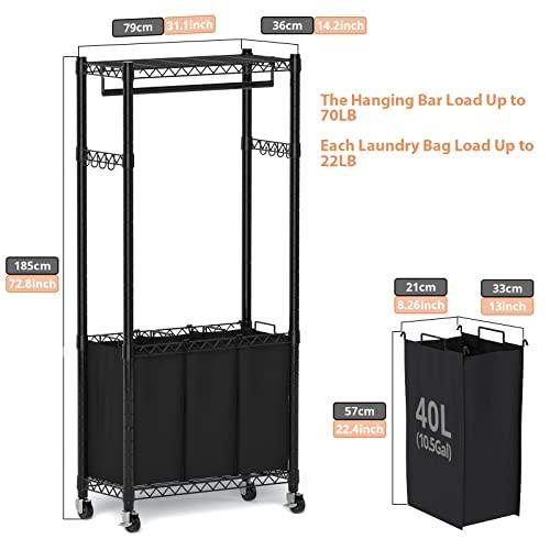 Laundry Hamper with Hanging Bar