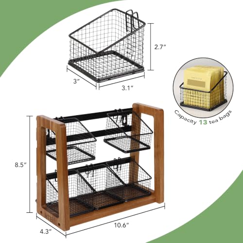 Tea Bag Organizer with 6 Tea Baskets