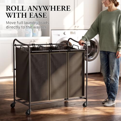 SimpleHouseware Heavy Duty Laundry Sorter Rolling Cart