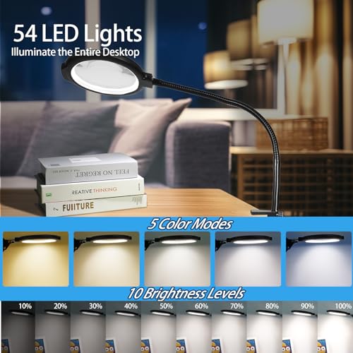 12X Large Magnifying Glass with Light and Stand