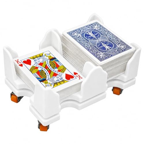 Card Holder 9 Deck Plastic Revolving Card Game Holder Playing Cards Tray Rotating 360° Organizes Multiple Decks for Canasta
