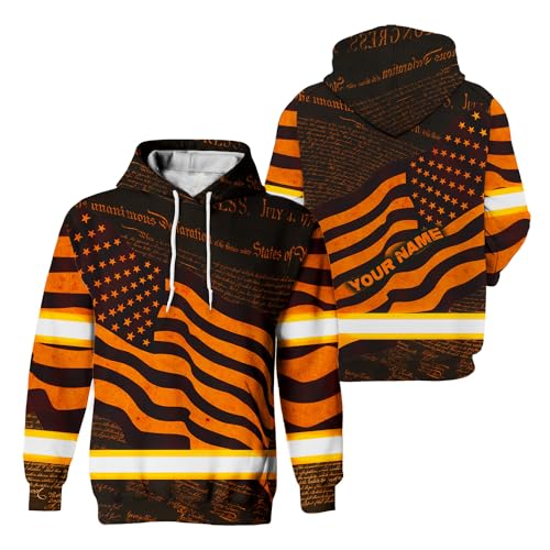 US Flag High Visibility Hoodie for Men Reflective Hoodie Safety Workwear for Worker Runner Patriotic ACC02