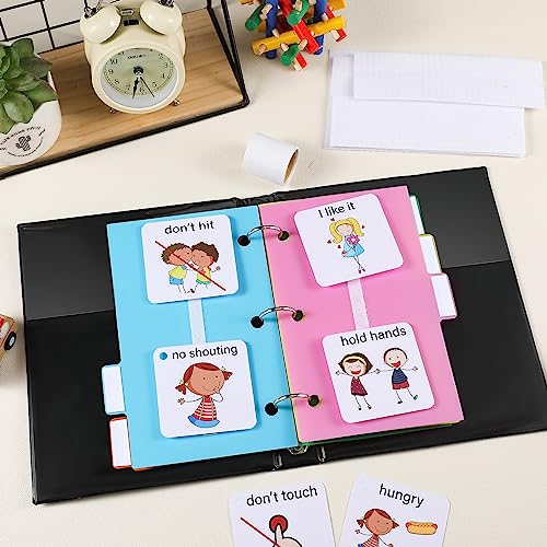 Communication Book Small Tools for Visual Schedule Picture Cards Include 3 Ring Binder Dividers Adhesive Labels Card Dividers for Kids ADHD