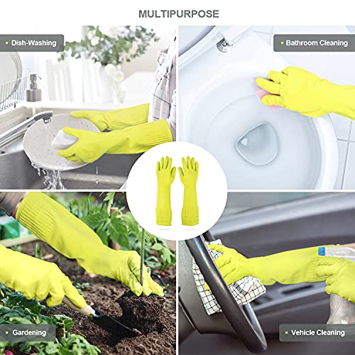 Mamison 2 Pairs Reusable Waterproof Household Dishwashing Cleaning Rubber Gloves