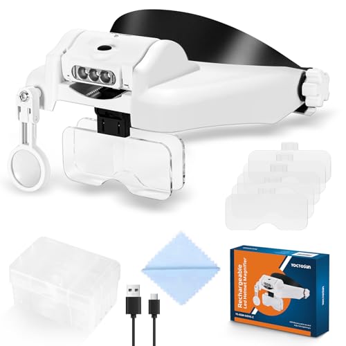 Headband Magnifying Glasses with LED Lights and Interchangeable Lenses