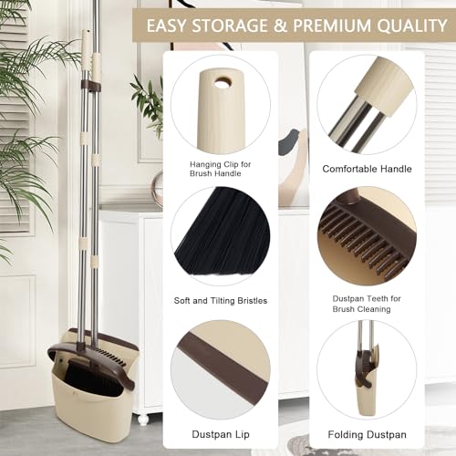 Broom and Dustpan Set with Long Handle