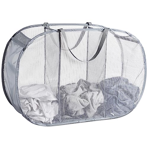 Mesh Popup Laundry Hamper 115L Foldable Laundry Basket Large Capacity Collapsible Clothing Storage Basket with Handles 26 H x 18 W x 18 L