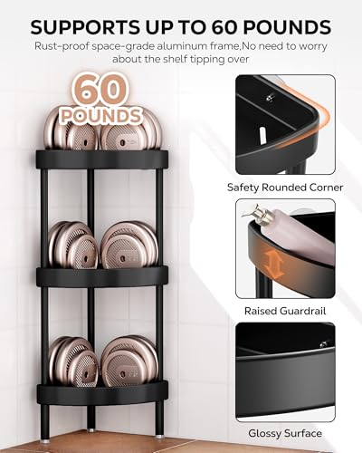 Corner Shower Caddy Stand Rustproof Anodized Aluminum Standing Shower Organizer