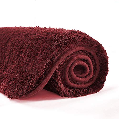 Bathroom Contour Rug Non Slip Bath Mat Water Absorbent Soft Microfiber Shaggy Bathroom Mat Machine Washable Bath Rug for Bathroom Thick Plush U Shape Toilet Rug