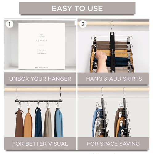 Skirt Hangers Space Saving with Clips
