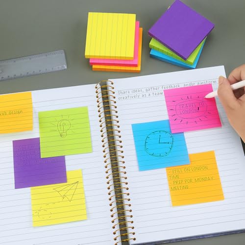 Sticky Notes with Lines Lined Sticky Notes Bright Multi Colors