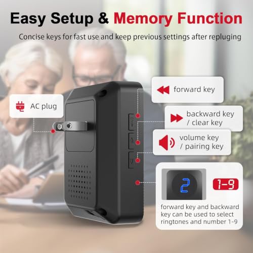 Caregiver Pager Wireless Call Button System Call Bell Alert Button Wireless Calling System for Elderly at Home