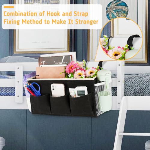 Bedside Caddy Bedside Organizer Bedside Storage Caddy with Fixed Straps and Water Bottle Holder for Home College Dorm Bunk Bed Hospital Bed Crib Bed Rails